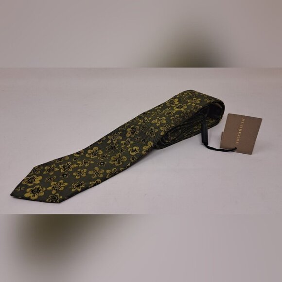 NWT Burberry Men's Neck Tie Green Floral 100% Silk England 58" - Picture 5 of 13